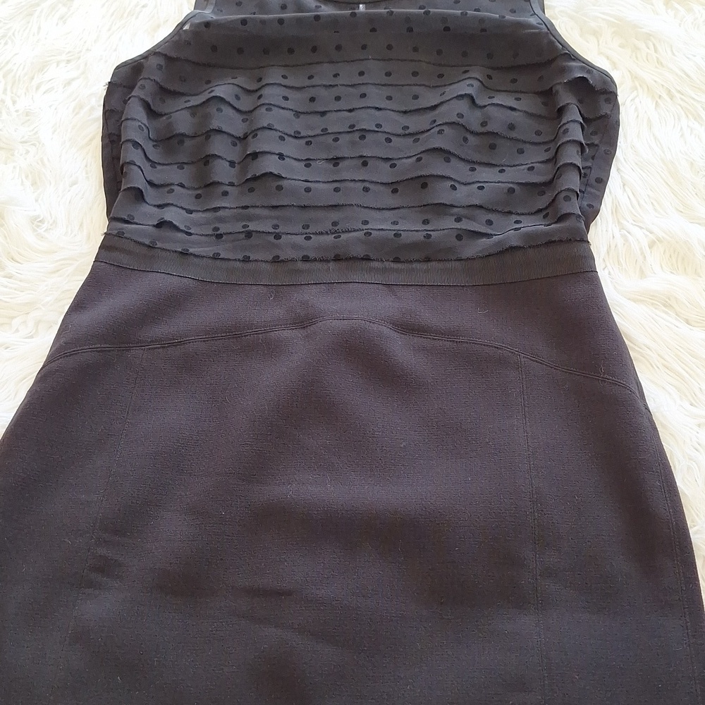 LOFT Black Polka Dot Layered Sheath Dress - Picture 9 of 14